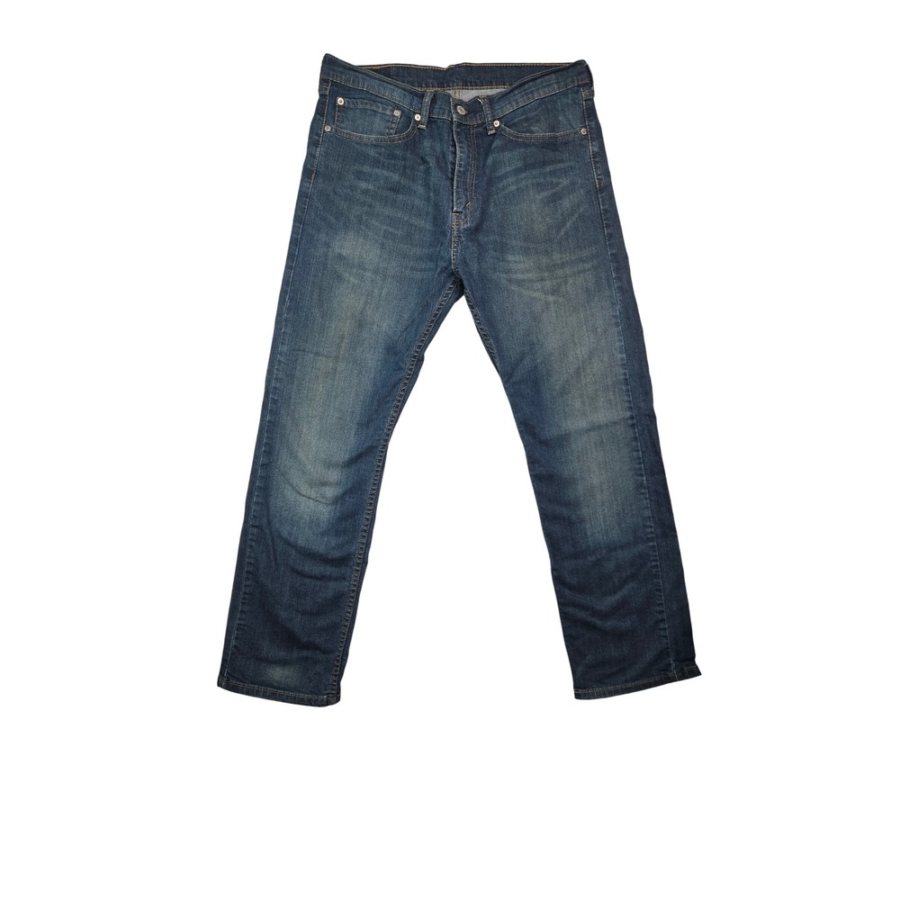Levis 505 Regular Fit Jeans Mens W34 Blue Medium Wash Stretch Denim